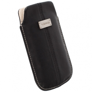 Krusell Luna Pouch 5XL - кожен (естествена кожа) калъф тип джоб за iPhone XS Max, iPhone 8/7/6 Plus, Samsung Galaxy S9 Plus, Note 9 и др. (черен)