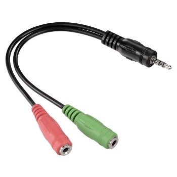 Hama Jack Adapter 3.5 към 2 x 3.5 mm, 4 pins jack plug - аудио сплитер (адаптер) 3.5 мъжки към два женски за мобилни устройства