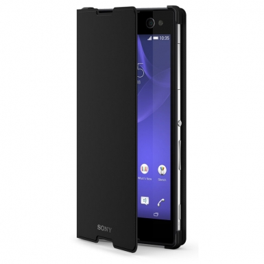 Sony Style Cover SCR15 - кожен кейс и поставка за Xperia C3 (черен)