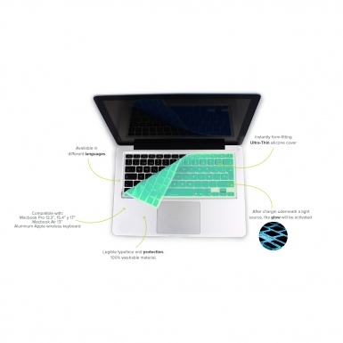 iCover Glow In Dark Keyboard Lifesaver - светещ в тъмното силиконов протектор за Apple и MacBook клавиатури (зелен)