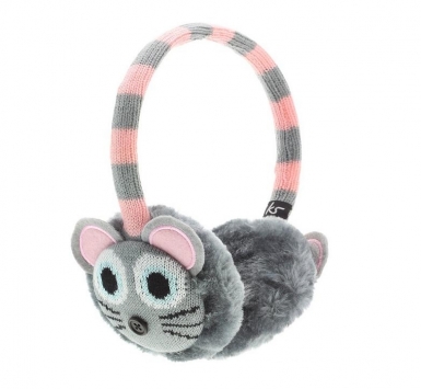 KitSound On-Ear Mouse Knit Audio Earmuffs - ушанки с вградени слушалки с 3.5 мм аудио жак за iPhone и мобилни устройства (сив)