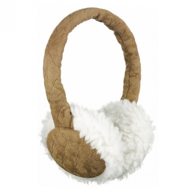 KitSound On-Ear Sheepskin Audio Earmuffs - ушанки с вградени слушалки с 3.5 мм аудио жак за iPhone и мобилни устройства (светлокафяв)