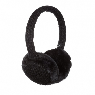 KitSound On-Ear Sequin Fur Audio Earmuffs - ушанки с вградени слушалки с 3.5 мм аудио жак за iPhone и мобилни устройства (черен)