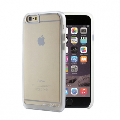 Prodigee View Case - хибриден кейс и покритие за дисплея за iPhone 6, iPhone 6S (прозрачен с бяла рамка и златисти бутони)