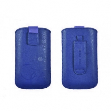 Telone Deko 1 Pouch Size 16 - вертикален кожен калъф, тип джоб с лента за издърпване за iPhone 8, iPhone 7, iPhone 6/6S, iPhone 5/5S/SE, Galaxy S7, S6, S5, S4, HTC One, Nexus 5, LG G2 и други (син)