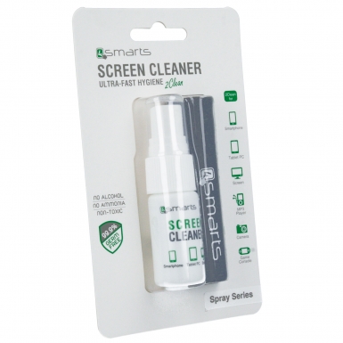 4smarts Screen Cleaner Spray - антибактериален спрей и микрофибърна кърпичка за почистване на дисплеи