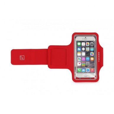Tucano Ultraslim Armband - неопренов спортен калъф за ръка за iPhone 6, iPhone 6S и смартфони до 5 инча (червен)