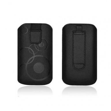 Telone Deko 1 Pouch Size 14 - вертикален кожен калъф, тип джоб с лента за издърпване за HTC M8, LG G3, Samsung Galaxy Note 1, Sony E4/T3/Z1/Z2/Z3 и други (черен)