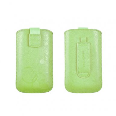 Telone Deko 1 Pouch Size 10 - вертикален кожен калъф, тип джоб с лента за издърпване за iPhone 5/5S/SE/5C, HTC Desire X/V, Sony E1/J/M и други (светлозелен)