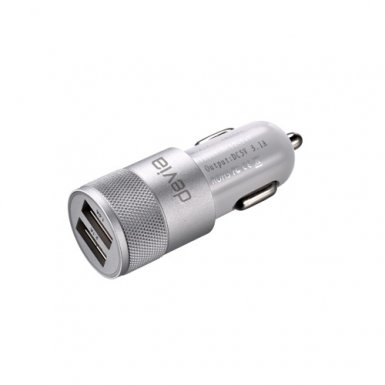 Devia Joy Dual USB Port Car Charger 3.1А - зарядно за кола (3.1 Ампера) с 2 USB изхода за смартфони и таблети (сребрист)