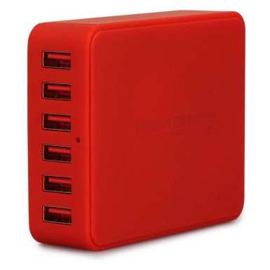 Tunewear Tunemax 6-USB Charger - захранване с 6 USB изхода за мобилни телефони и таблети (червен)