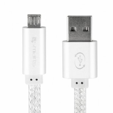 4Smarts GleamCord Micro-USB Data Cable - качествен microUSB кабел за мобилни устройства (1м) (светлосив)