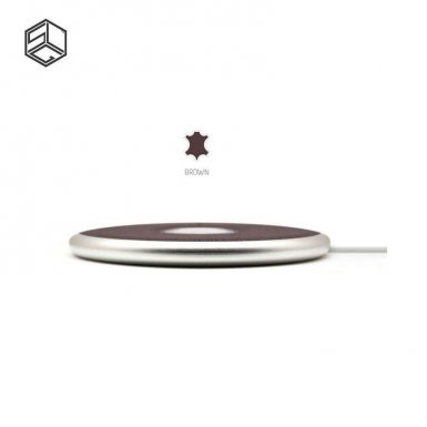 SLG D6 Flat Charging Station - настолна алуминиева поставка с кожено покритие за Apple Watch (кафяв)