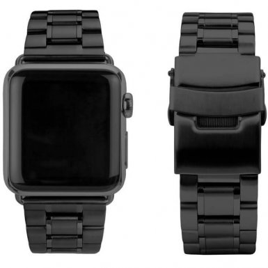 Caseual Steel Band - стоманена каишка с полирани елементи за Apple Watch 38мм, 40мм (черна)