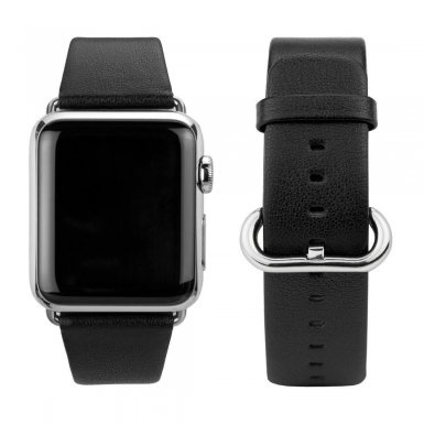 Caseual Leather Band - класическа кожена каишка от естествена кожа за Apple Watch 42мм (черен)