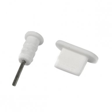 Силиконови тапи против прах за iPhone, iPod, iPad с Lightning вход (бели)