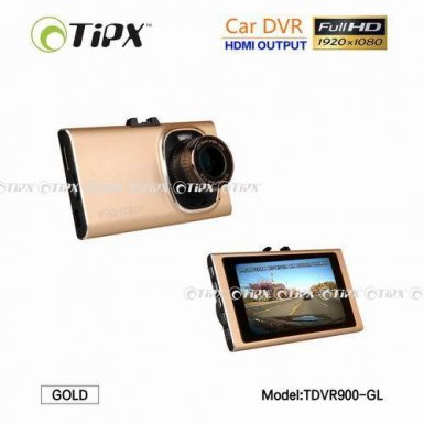 TIPX Full HD Car DVR - видео регистратор (камера) за кола за заснемане на движението, инциденти и други (златист)