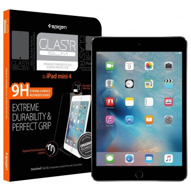 Spigen Oleophobic Coated Tempered Glass GLAS.tR SLIM - най-висок клас стъклено защитно покритие за дисплея на iPad Mini 4