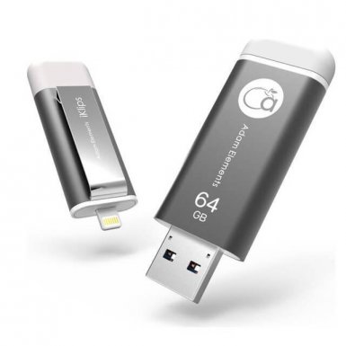 Adam Elements iKlips Lightning 64GB - външна памет за iPhone, iPad, iPod с Lightning (64GB) (тъмносив)