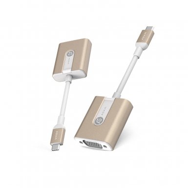 Adam Elements USB-C to VGA Adapter - адаптер за свързване от USB-C към VGA (златист)