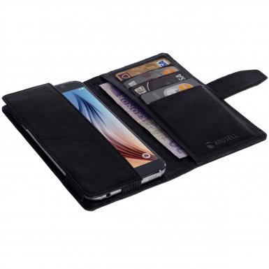 Krusell Vargon Universal Wallet Case 5XL - универсален кожен калъф тип портфейл за за iPhone 6S Plus, Galaxy S7 Edge, A7 други (черен)