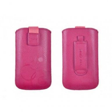 Telone Deko 1 Pouch Size 17 - вертикален кожен калъф, тип джоб с лента за издърпване за iPhone 6 Plus, iPhone 6S Plus, Samsung Galaxy Note 4 и други (розов)