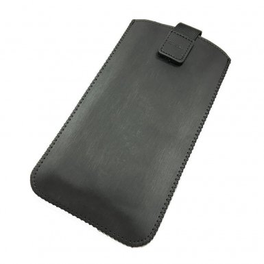 Telone Neo Pouch Size 17 - вертикален кожен калъф, тип джоб с лента за издърпване за iPhone 6 Plus, iPhone 6S Plus, Samsung Galaxy Note 4 и други (тъмносив)