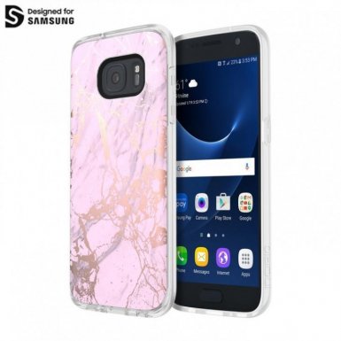 Incipio Design Series Marble Case - удароустойчив хибриден изайнерски кейс за Samsung Galaxy S7 (златист-розово злато)