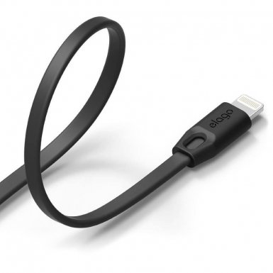 Elago Tangle-Free Lightning USB Cable - кабел за iPhone 6, iPhone 6S, iPad Air, iPad 5 (2017) и всеки Apple продукт с Lightning (черен)