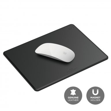 Elago Leather Mouse Pad - дизайнерски кожен пад за мишка (черен)