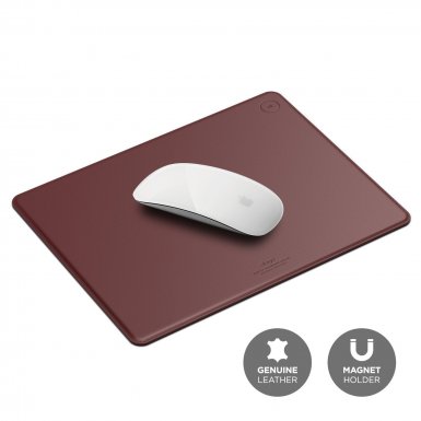 Elago Leather Mouse Pad - дизайнерски кожен пад за мишка (бургунди)
