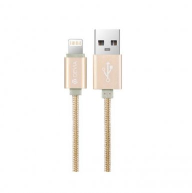 Devia Fashion MFI Lightning Data Cable 1.2m. - сертифициран плетен lightning кабел (120 см.) за iPhone, iPad и iPod с Lightning вход (златист)