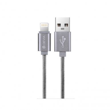 Devia Fashion MFI Lightning Data Cable 1.2m. - сертифициран плетен lightning кабел (120 см.) за iPhone, iPad и iPod с Lightning вход (тъмносив)