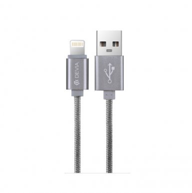 Devia Fashion MFI Lightning Data Cable 2m. - сертифициран плетен lightning кабел (200см.) за iPhone, iPad и iPod с Lightning вход (тъмносив)