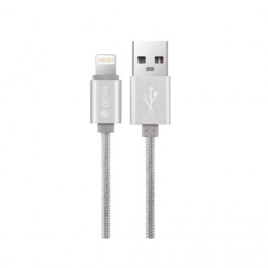 Devia Fashion MFI Lightning Data Cable 2m. - сертифициран плетен lightning кабел (200см.) за iPhone, iPad и iPod с Lightning вход (сребрист)