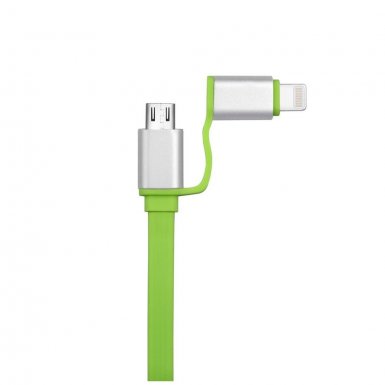 Devia Magic Forza 2 in 1 Cable - универсален кабел с Lightning и MicroUSB конектори (зелен)