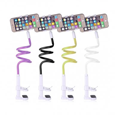 Devia Universal Flexible Mobile Holder - поставка с огъващо се рамо за смартфони до 6 инча (лилав)