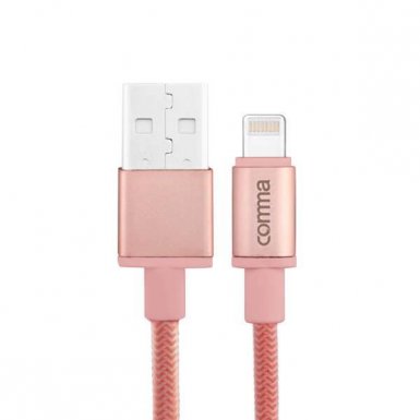 Comma Easy Cable MFI Lightning Data Cable 1m. - сертифициран плетен Lightning кабел (100 см) за iPhone, iPad и iPod с Lightning вход (розово злато)