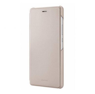 Huawei Smart Cover - оригинален кожен калъф за Huawei P9 Lite (златист)