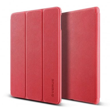 Verus Saffiano K1 Case - кожен калъф и поставка за iPad Pro 9.7, iPad Air 2 (червен)