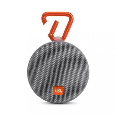JBL Clip 2 - водоустойчив безжичен портативен спийкър (с карабинер) с микрофон за мобилни устройства (сив)