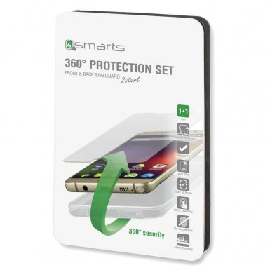 4smarts 360° Protection Set - тънък силиконов кейс и стъклено защитно покритие за дисплея на LG K10 (прозрачен)