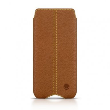 Beyzacases Zero - кожен калъф (естествена кожа, ръчна изработка) за iPhone XS Max, iPhone 8 Plus, iPhone 7 Plus, iPhone 6 Plus, iPhone 6S Plus (светлокафяв)