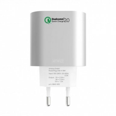 Artwizz PowerPlug USB-A 18W - Qualcomm QuickCharge 2.0 захранване за ел. мрежа с USB-A изход