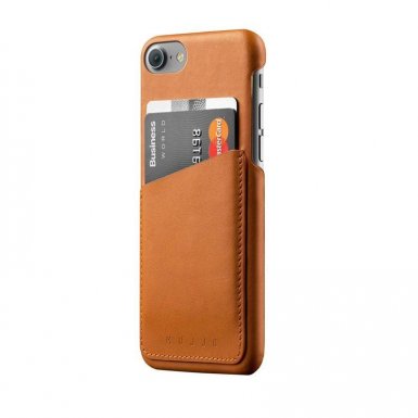 Mujjo Leather Wallet Case - кожен (естествена кожа) кейс с джоб за кредитна карта за iPhone 8, iPhone 7 (кафяв)