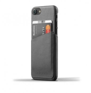 Mujjo Leather Wallet Case - кожен (естествена кожа) кейс с джоб за кредитна карта за iPhone 8, iPhone 7 (сив)