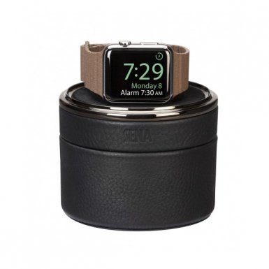 Sena Leather Travel Watch Case - кейс и поставка с възможност за зареждане за Apple Watch (черен)