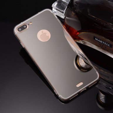 Mirror Case - огледален силиконов калъф (TPU) за iPhone 8 Plus/7 Plus (сив)