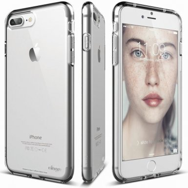 Elago S7 Cushion Case + HD Clear Film - силиконов калъф и HD покритие за iPhone 8 Plus, iPhone 7 Plus (прозрачен)