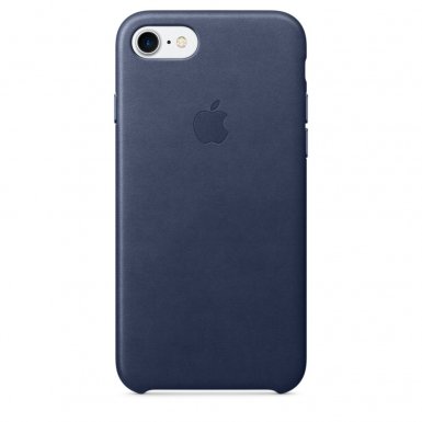 Apple iPhone Leather Case - оригинален кожен кейс (естествена кожа) за iPhone 8, iPhone 7 (тъмносин)